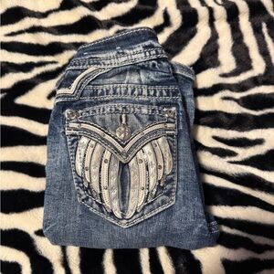 Miss Me Blue Jeans with Silver Embellishments